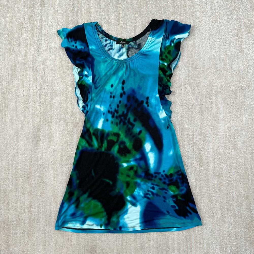 Y2K 2008 Express Blue Summer Dress S Rayon